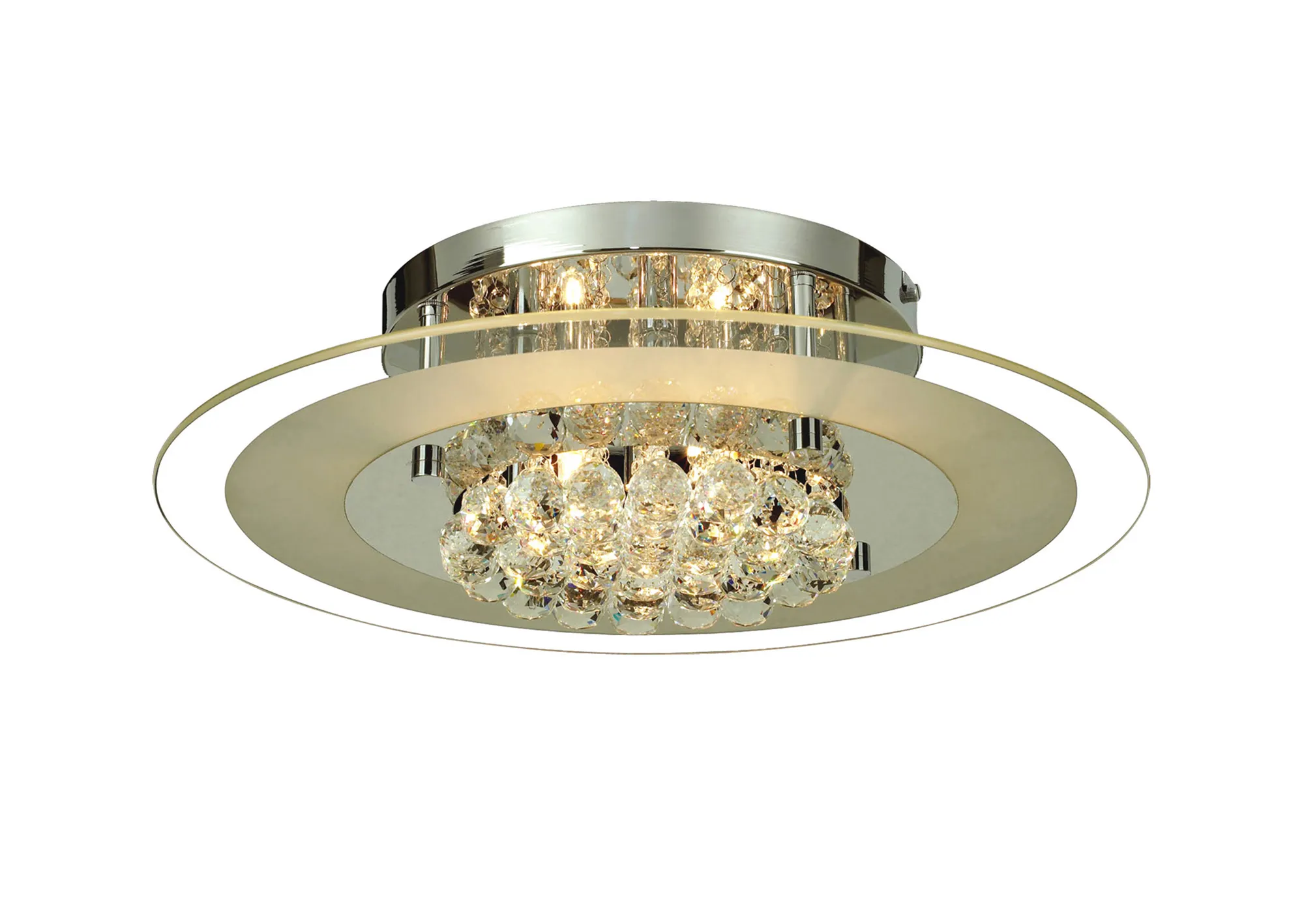 IL30022  Delmar Crystal  Flush Ceiling Round 6 Light Polished Chrome